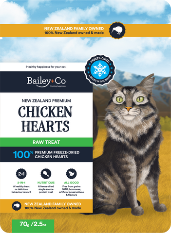 Bailey+Co Freeze Dried Cat Treat - Chicken Hearts