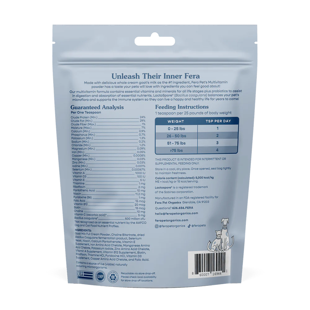 Fera Pet Organics Multivitamin Goat Milk Topper For Dogs And Cats