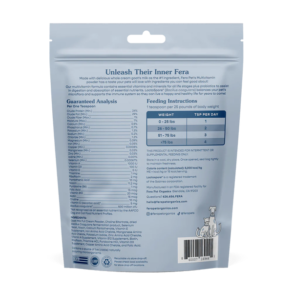 Fera Pet Organics Multivitamin Goat Milk Topper For Dogs And Cats