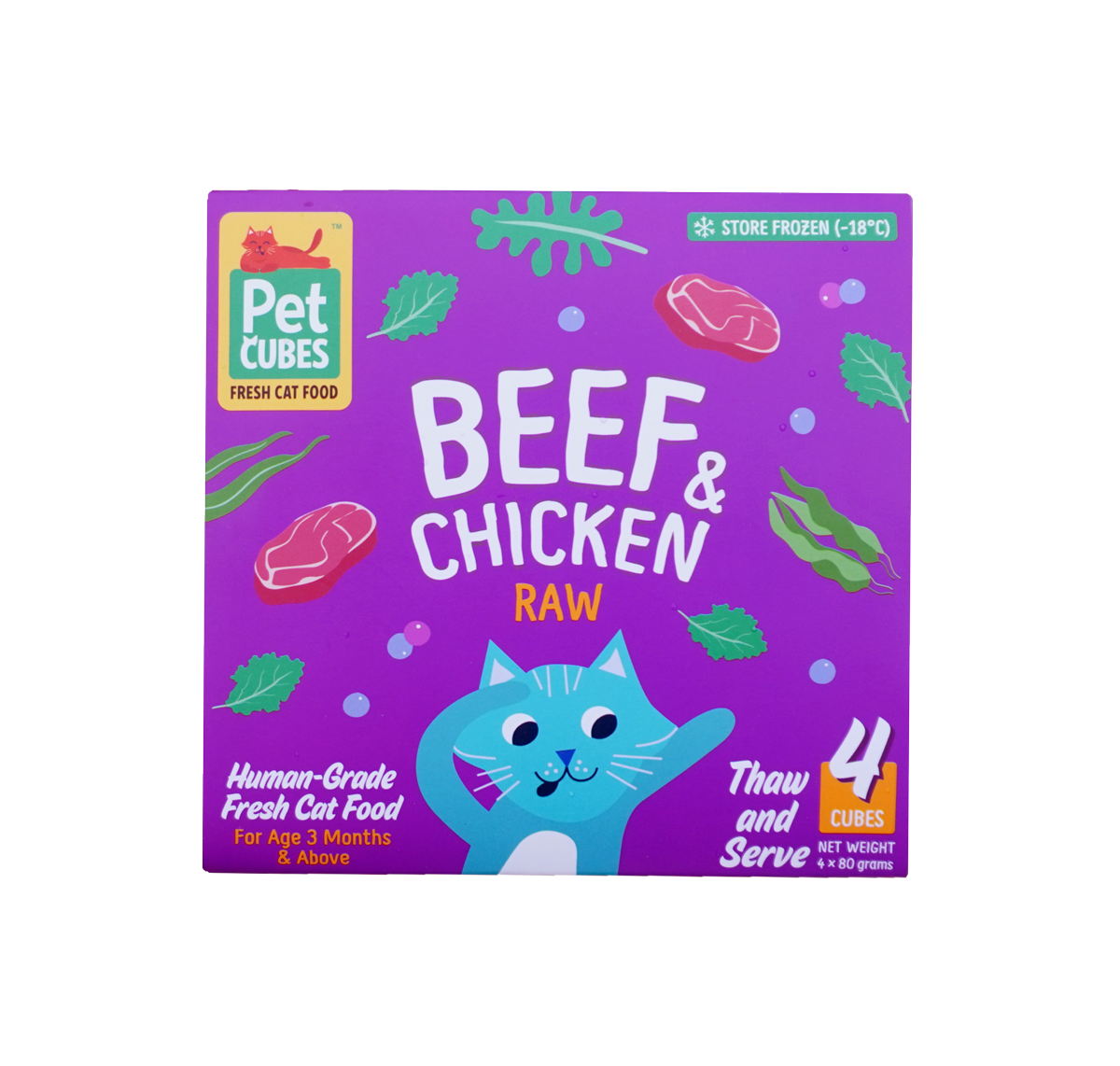 PetCubes Frozen Raw Cat Food - Beef & Chicken