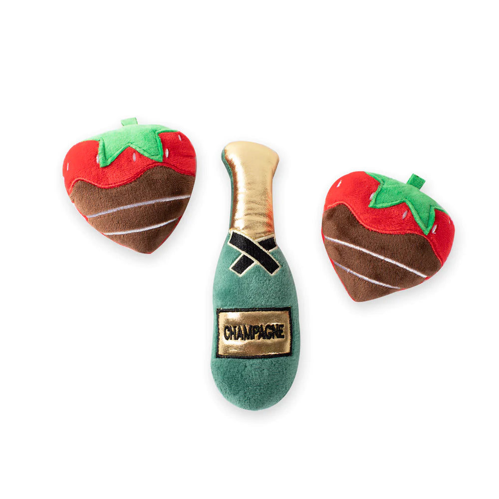 Fringe Studio Dog Squeaker Toy - Mini Champagne and Strawberries