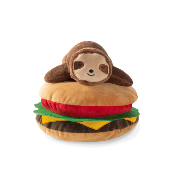 Fringe Studio Dog Squeaker Toy - Sloth on Hamburger