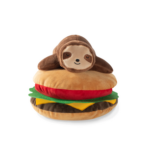 Fringe Studio Dog Squeaker Toy - Sloth on Hamburger
