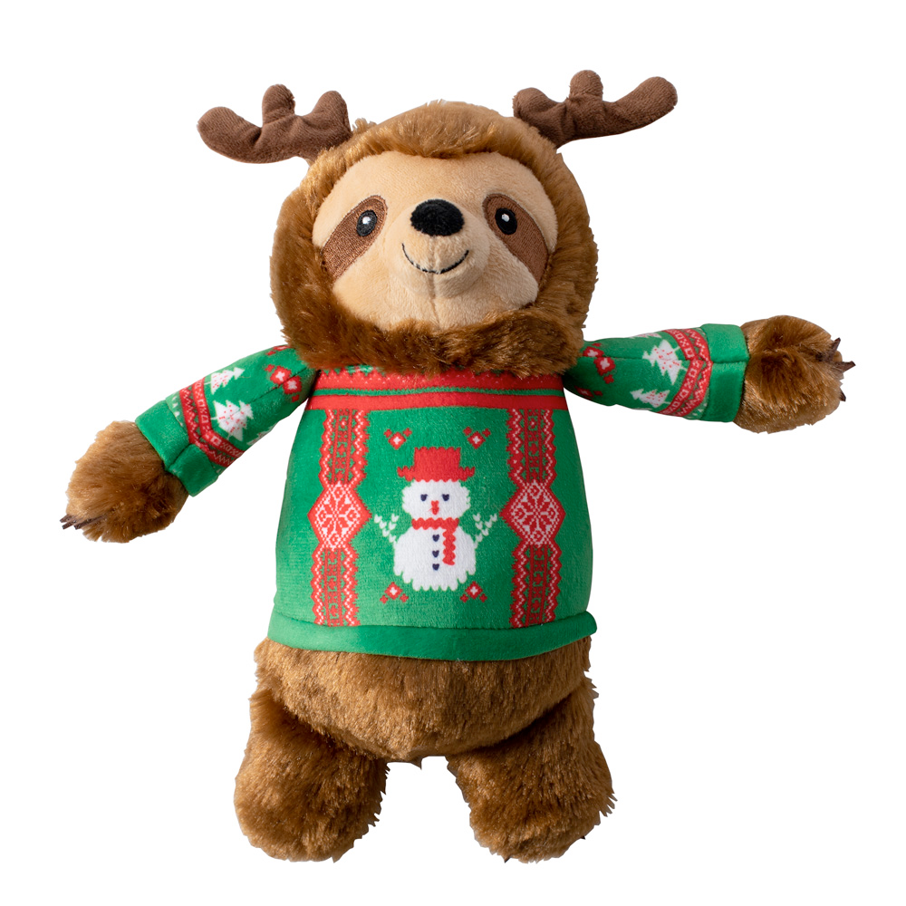 Fringe Studio Dog Squeaker Toy - Feelin' Festive Holiday Sloth