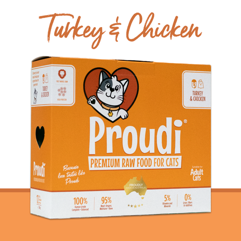 Proudi Frozen Raw Cat Food - Turkey & Chicken