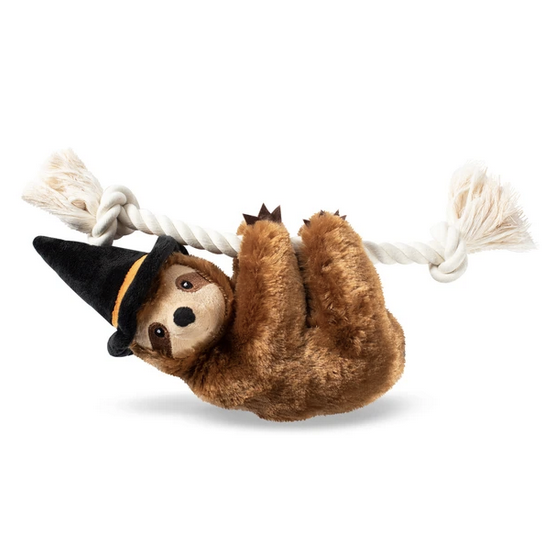 Fringe Studio Dog Squeaker Toy - Witchy Sloth on a Rope
