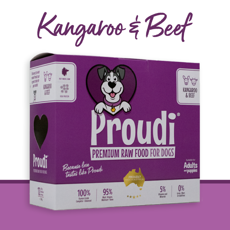 Proudi Frozen Raw Dog Food - Kangaroo & Beef